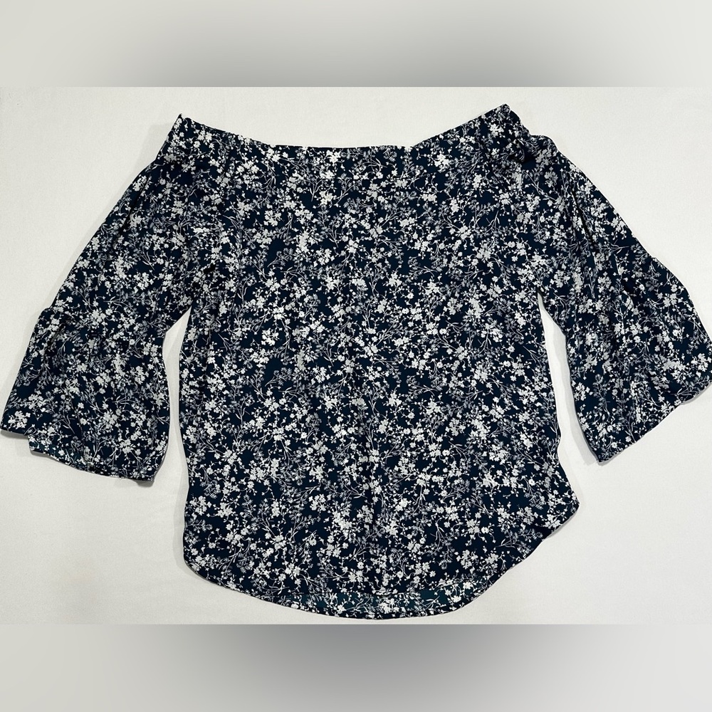 Off-Shoulder Black Floral Blouse